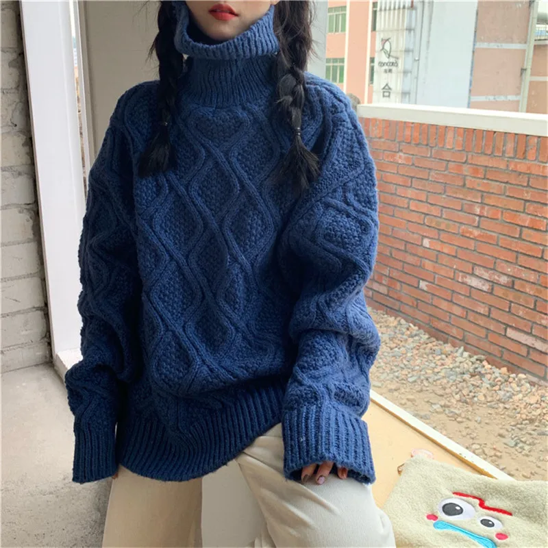 Shop1314 Vintage Diamond Pattern Turtleneck Sweater Women Casual Loose Long Sleeve Winter Pullover Woman Thick Jumper Tops
Shop1314 Vintage Diamond Pattern Turtleneck Sweater Women Casual Loose Long Sleeve Winter Pullover Woman Thick Jumper Tops