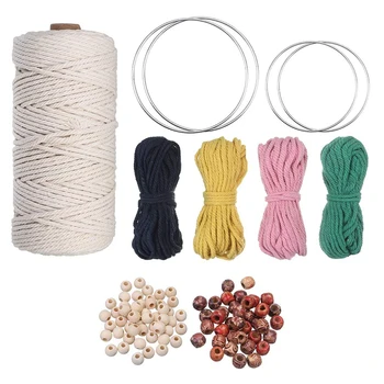 Natural Macrame Cord m Cotton Cord with Green & Pink & Yellow & Dark and Wooden Beads Metal RIng for DIY Craft
Natural Macrame Cord m Cotton Cord with Green & Pink & Yellow & Dark and Wooden Beads Metal RIng for DIY Craft