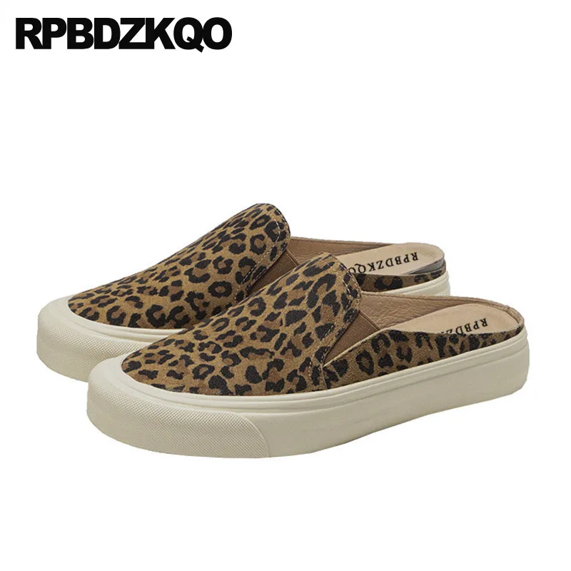 Кроссовки женские леопардовые с круглым носком на толстой подошве | Обувь
