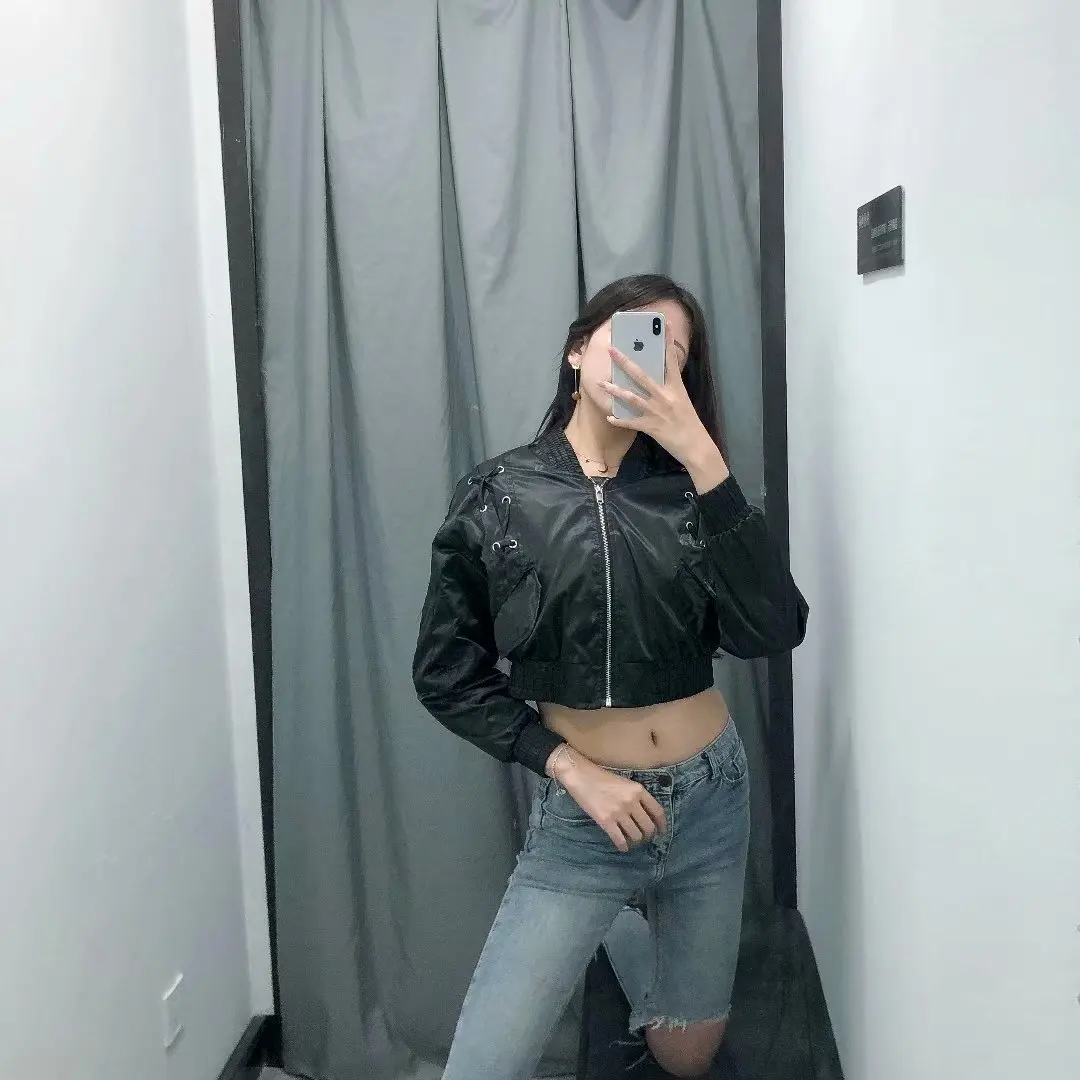 Autumn New Style WOMEN'S Dress Stand Collar Long Sleeve Elegant Versatile Zipper Multi-color Eyelet Short Jacket 017118 
Autumn New Style WOMEN'S Dress Stand Collar Long Sleeve Elegant Versatile Zipper Multi-color Eyelet Short Jacket 017118
