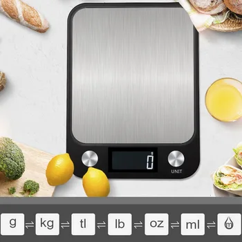 Multi-function Food Scale LCD Display Digital Kitchen Scale Stainless Steel Weighing Food Scale Cooking Tools Balance 5/10kg/1g
Multi-function Food Scale LCD Display Digital Kitchen Scale Stainless Steel Weighing Food Scale Cooking Tools Balance 5/10kg/1g