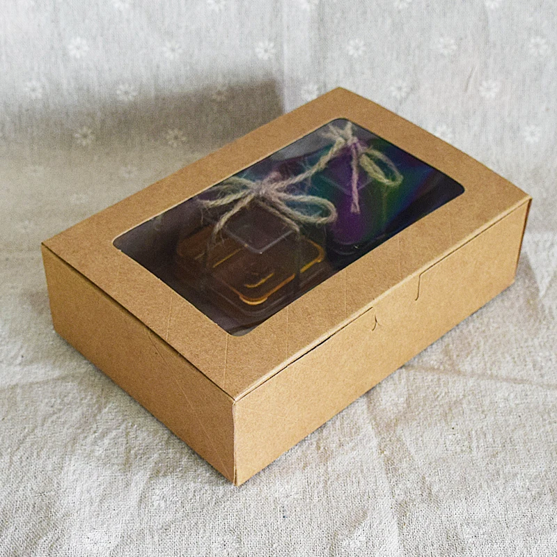 15pcs Kraft Paper Box with Transparent PVC Window kraft gift Packaging Box with window