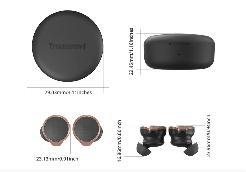 Tronsmart apollo bold tws earbuds anc(active noise cancelling) bluetooth wireless earphones with qualcommchip qcc5124, apt-x
