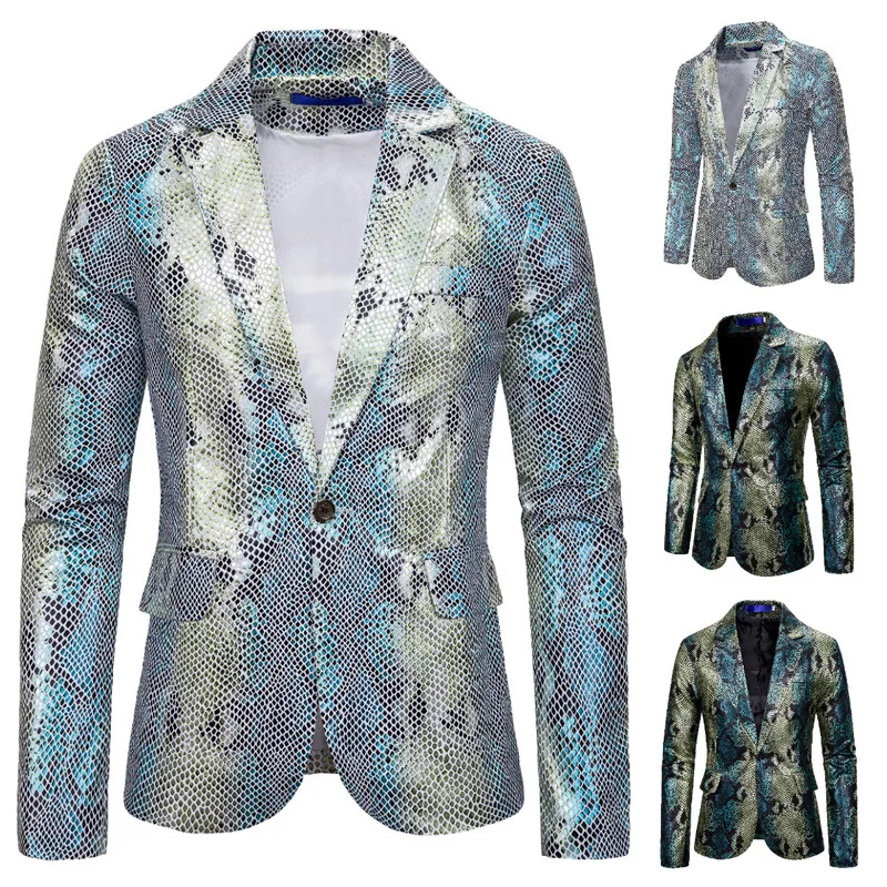 2019 Europe And America High-End One-Button Suit Neptune Scale Pattern Printed Suit Formal Dress Costume
2019 Europe And America High-End One-Button Suit Neptune Scale Pattern Printed Suit Formal Dress Costume