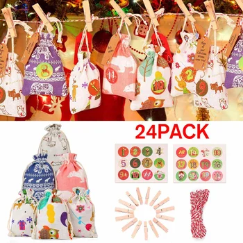 24PCS Christmas Advent Calendar Countdown Bag Hanging Candy Gift Sacks Pouch with Clips Stickers Rope Home Christmas Decoration
24PCS Christmas Advent Calendar Countdown Bag Hanging Candy Gift Sacks Pouch with Clips Stickers Rope Home Christmas Decoration