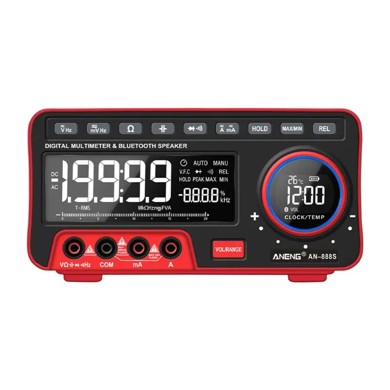 Digital Multimeter True-RMS 19999 Counts Multifunction Alarm Clock Bluetooth Speaker Thermometer High-Precision Display AN888S
Digital Multimeter True-RMS 19999 Counts Multifunction Alarm Clock Bluetooth Speaker Thermometer High-Precision Display AN888S
