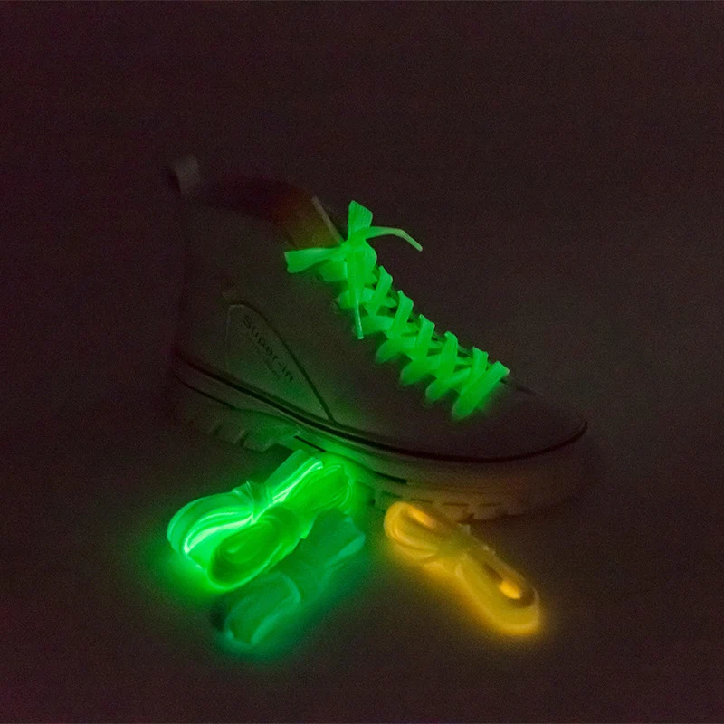 

Luminous Shoelaces Athletic Sport Flat Canvas Shoe Laces Glow In The Dark Night Color Fluorescent Shoelace Flat Shoe laces