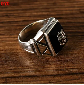 s925 sterling European and American trend black agate navy style wide-faced domineering men's ring
s925 sterling European and American trend black agate navy style wide-faced domineering men's ring