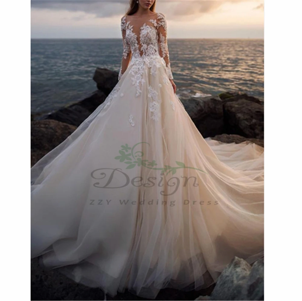 Glamorous Ivory Long Sleeves Appliques Tulle Robe De Mariee A-Line Illusion Dropped Zipper Up Mermaid Wedding Dresses 2019
Glamorous Ivory Long Sleeves Appliques Tulle Robe De Mariee A-Line Illusion Dropped Zipper Up Mermaid Wedding Dresses 2019