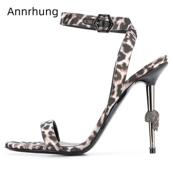 Jewelled Skull Decor Thin High Heels Sandals Women Sexy One Strap Metal Heel Leopard Sandalias Patent Leather Gladiator Sandals
Jewelled Skull Decor Thin High Heels Sandals Women Sexy One Strap Metal Heel Leopard Sandalias Patent Leather Gladiator Sandals