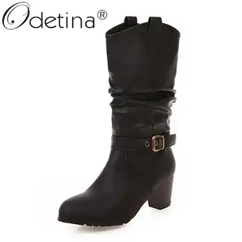 Odetina Fashion Women's Distressed Casual Block Mid Heel Comfort Slouch Boots Ladies Pleated Vintage Buckle Strap Mid-Calf Boots 
Odetina Fashion Women's Distressed Casual Block Mid Heel Comfort Slouch Boots Ladies Pleated Vintage Buckle Strap Mid-Calf Boots