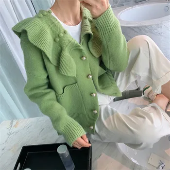 2019 Autumn Winter Women Lazy Korean Ruffled Collar Sweaters Long Sleeve Sweet Casual Knit Cardigans Coat Female Loose Sweaters
2019 Autumn Winter Women Lazy Korean Ruffled Collar Sweaters Long Sleeve Sweet Casual Knit Cardigans Coat Female Loose Sweaters