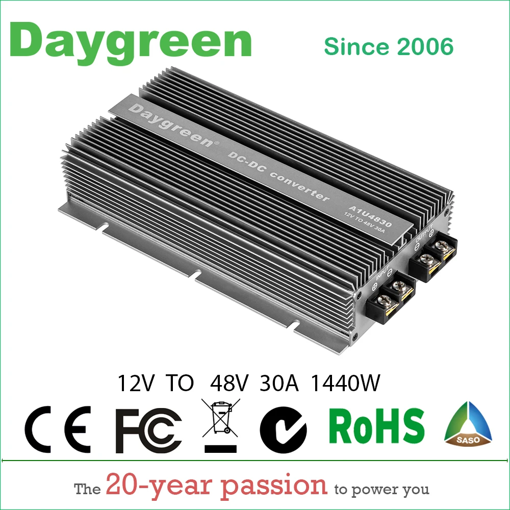 12V TO 48V 30A (12VDC TO 48VDC 30AMP) 1440W STEP UP BOOST MODULE CONVERTER FOR AUTOMOTIVES Daygreen CE RoHS Certificated
12V TO 48V 30A (12VDC TO 48VDC 30AMP) 1440W STEP UP BOOST MODULE CONVERTER FOR AUTOMOTIVES Daygreen CE RoHS Certificated