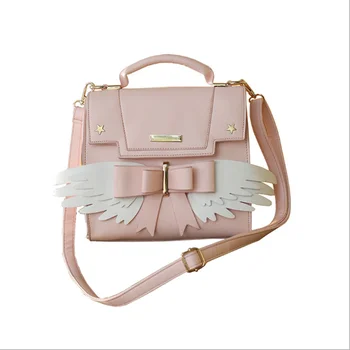 Women Shoulder Bag Cute Card Captor Sakura Bowknot Handbag Stylish Creative Fashion Lovely Girl Preppy Angel Wing Female Handbag 
Women Shoulder Bag Cute Card Captor Sakura Bowknot Handbag Stylish Creative Fashion Lovely Girl Preppy Angel Wing Female Handbag