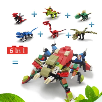 6 In 1 Jurassic Dinosaurs Tyrannosaurus Assembling Building Blocks Dragon Bricks Animal Figures Toys For Children Gift Block Kid 
6 In 1 Jurassic Dinosaurs Tyrannosaurus Assembling Building Blocks Dragon Bricks Animal Figures Toys For Children Gift Block Kid