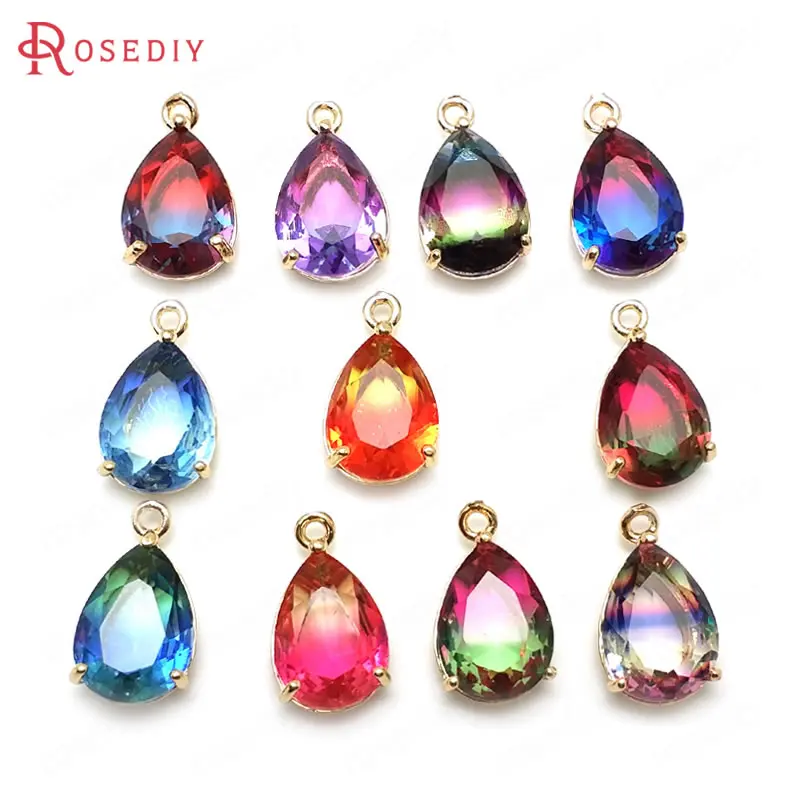 6PCS 18x10MM 24K Champagne Gold Color Brass and Glass Colorful Rainbow Style Drop Shape Charms Pendants Diy Jewelry Accessories
6PCS 18x10MM 24K Champagne Gold Color Brass and Glass Colorful Rainbow Style Drop Shape Charms Pendants Diy Jewelry Accessories