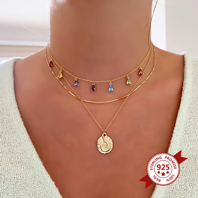 Colorful Crystal Choker Collar 925 Sterling Silver Charming Chain Chokers Water Drop CZ Bohemian Necklace for Women
Colorful Crystal Choker Collar 925 Sterling Silver Charming Chain Chokers Water Drop CZ Bohemian Necklace for Women