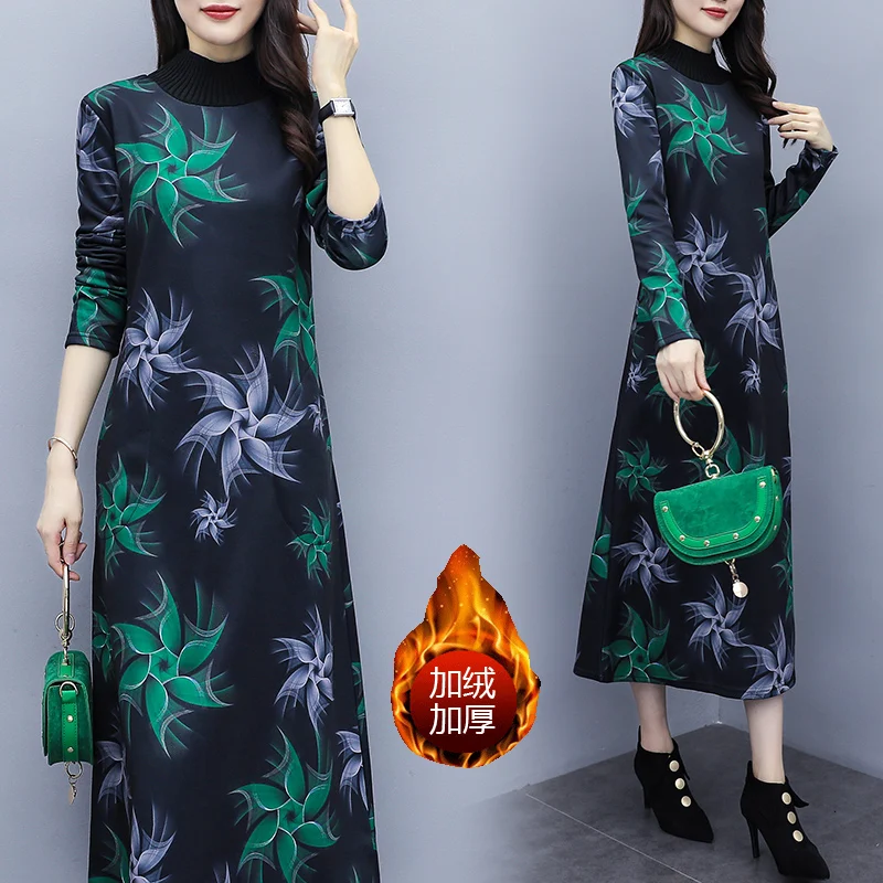 Autumn and Winter New Plus Velvet Thick Vintage Dress Printed Long Sleeve Long Dress Plus Size Warm Ethnic Style Womens Clothes
Autumn and Winter New Plus Velvet Thick Vintage Dress Printed Long Sleeve Long Dress Plus Size Warm Ethnic Style Womens Clothes