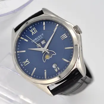 New Corgeut mens watch Moon Phase 41MM blue dial fashtion automatic mechanical wristwatches waterproof 316 Stainless steel case
New Corgeut mens watch Moon Phase 41MM blue dial fashtion automatic mechanical wristwatches waterproof 316 Stainless steel case