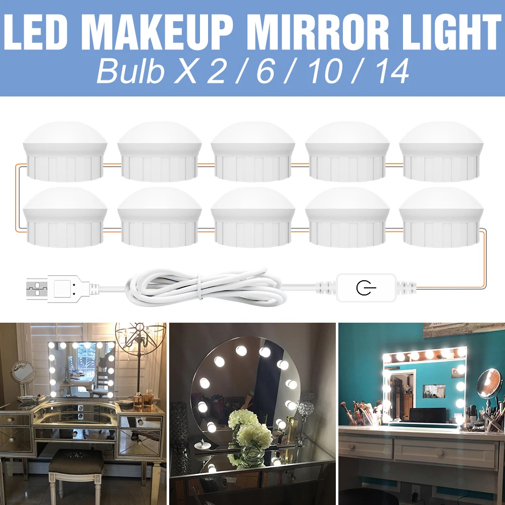 12V Vanity Makeup Table Light LED Dressing Table Bulb Wall Lamp Mounted Makeup Mirror Light USB Stepless Dimmable 2 6 10 14 Bulb
12V Vanity Makeup Table Light LED Dressing Table Bulb Wall Lamp Mounted Makeup Mirror Light USB Stepless Dimmable 2 6 10 14 Bulb
