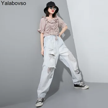 High Waist Ripped Jeans For Women Street Styles Casual 2020 Summer Clothes Washed White Hole BF Straight Pants Female 
High Waist Ripped Jeans For Women Street Styles Casual 2020 Summer Clothes Washed White Hole BF Straight Pants Female