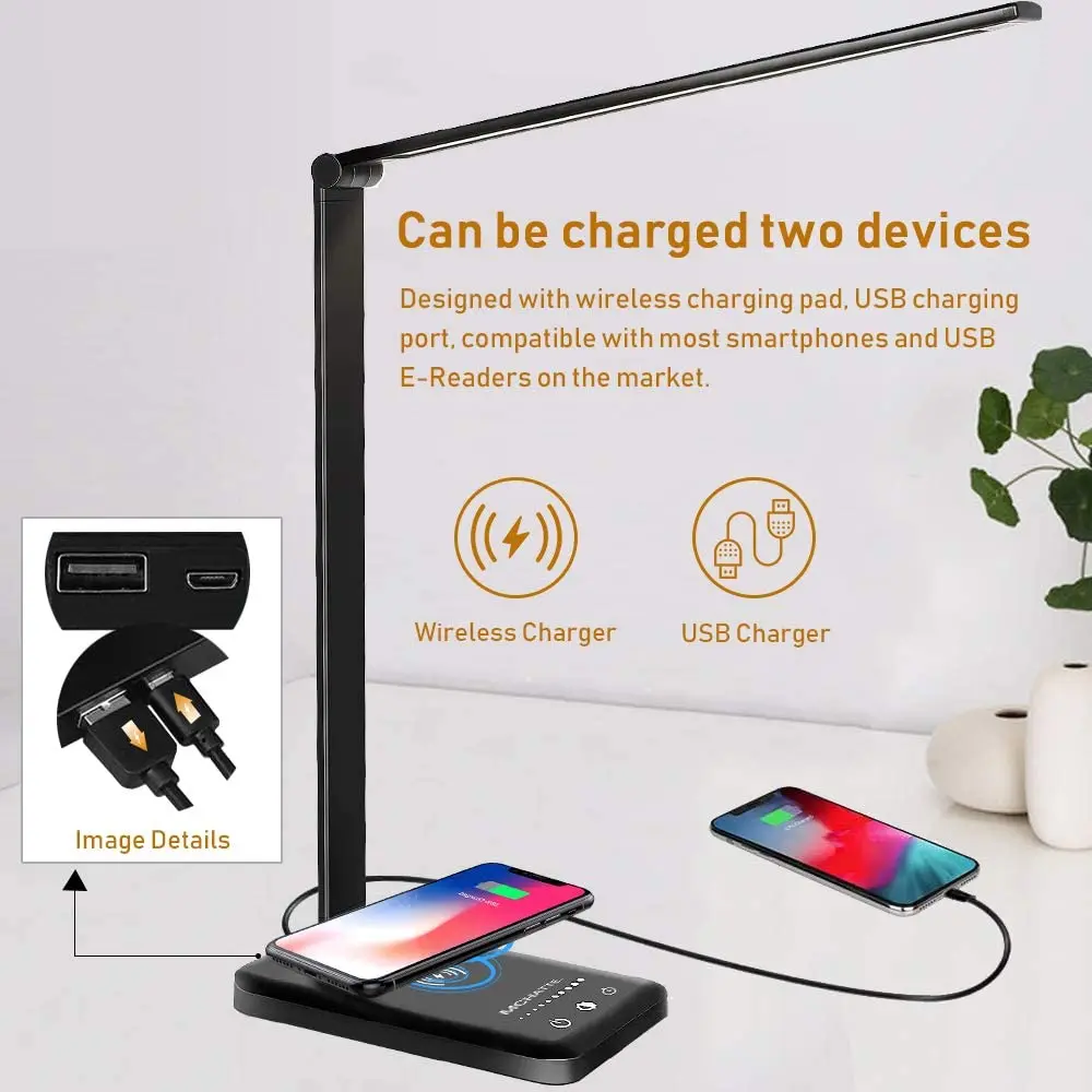 LED Desk Lamp with Wireless Charger, USB Charging Port, 5 Lighting Modes,5 Brightness Levels, Sensitive Control
LED Desk Lamp with Wireless Charger, USB Charging Port, 5 Lighting Modes,5 Brightness Levels, Sensitive Control