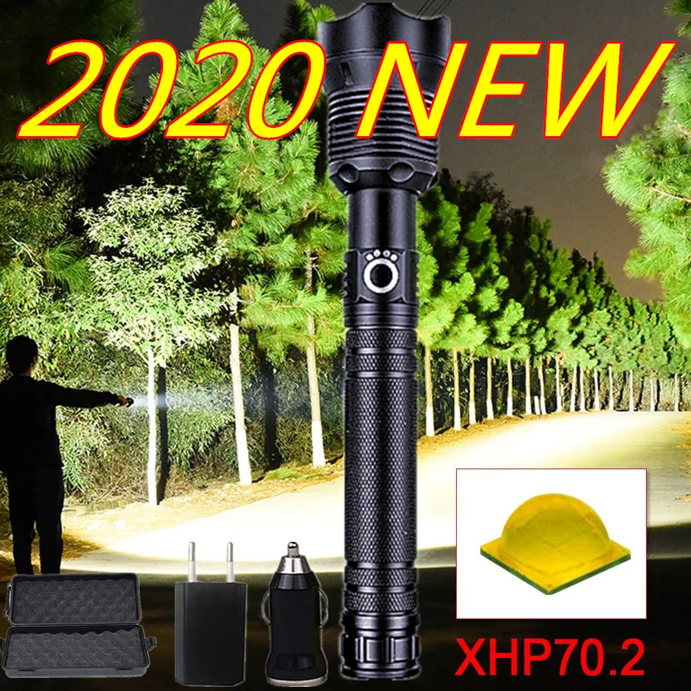200000lm portable XHP70.2 LED Flashlight Tactical Waterproof Torch 5 Lighting modes Zoom built-in lamp use 26650 battery
200000lm portable XHP70.2 LED Flashlight Tactical Waterproof Torch 5 Lighting modes Zoom built-in lamp use 26650 battery