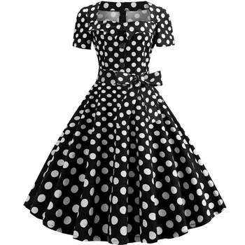 Plus Size Women Vintage Dress Summer 50s 60s Retro Pin Up Swing Rockabilly Vestidos Elegant Black Polka Dot Office Party Dress
Plus Size Women Vintage Dress Summer 50s 60s Retro Pin Up Swing Rockabilly Vestidos Elegant Black Polka Dot Office Party Dress