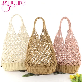 Gusure Simple Hollow Out Shoulder Bag Women Summer Popular Beach Girls Tote Mesh Rope Weaving Straw Net Bags no lined ins style
Gusure Simple Hollow Out Shoulder Bag Women Summer Popular Beach Girls Tote Mesh Rope Weaving Straw Net Bags no lined ins style