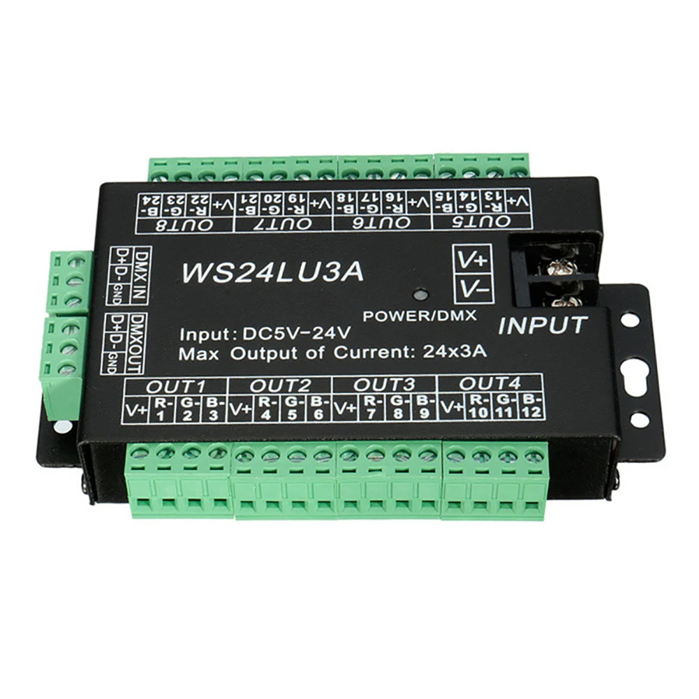 WS24LU3A 24CH DMX Controller 24 Channel 512 Decoder RGB Controller Decoder for RGB LED Strip Module Lights 24x3A
WS24LU3A 24CH DMX Controller 24 Channel 512 Decoder RGB Controller Decoder for RGB LED Strip Module Lights 24x3A
