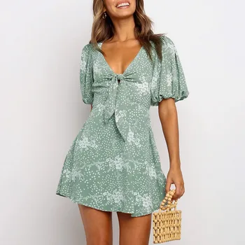Sexy Women Floral Puff Lanterns Short Sleeve Short Mini Dress Party Dresses Fashion Women Flower Print V Neck A-Line Dress
Sexy Women Floral Puff Lanterns Short Sleeve Short Mini Dress Party Dresses Fashion Women Flower Print V Neck A-Line Dress