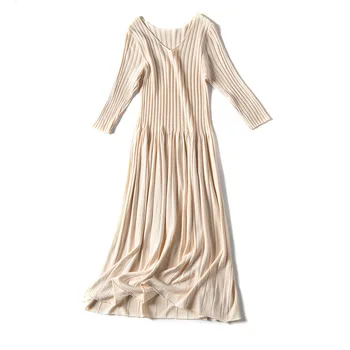 Autumn Women Pendulum Dress Knee-length Slim Knit Sweater Dress Half Sleeve V-neck Ladies Ultra-elastic Pullover Bodycon Dress
Autumn Women Pendulum Dress Knee-length Slim Knit Sweater Dress Half Sleeve V-neck Ladies Ultra-elastic Pullover Bodycon Dress