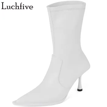Genuine Leather Ankle Boots Thin High Heels Shoes Woman Sexy Pointy Toe Skinny Boots Runway White Short Boots Women
Genuine Leather Ankle Boots Thin High Heels Shoes Woman Sexy Pointy Toe Skinny Boots Runway White Short Boots Women