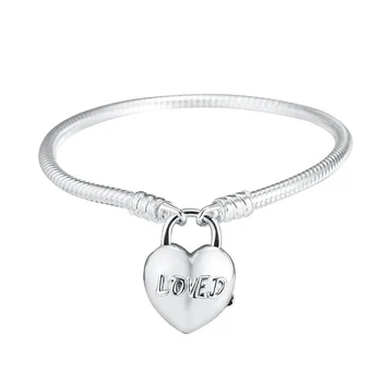 MOMENTS Smooth Bracelet Loved Heart Padlock Clasp Female Sterling Silver Jewelry Snake Chain Charms Bracelets for Women DIY Bead
MOMENTS Smooth Bracelet Loved Heart Padlock Clasp Female Sterling Silver Jewelry Snake Chain Charms Bracelets for Women DIY Bead
