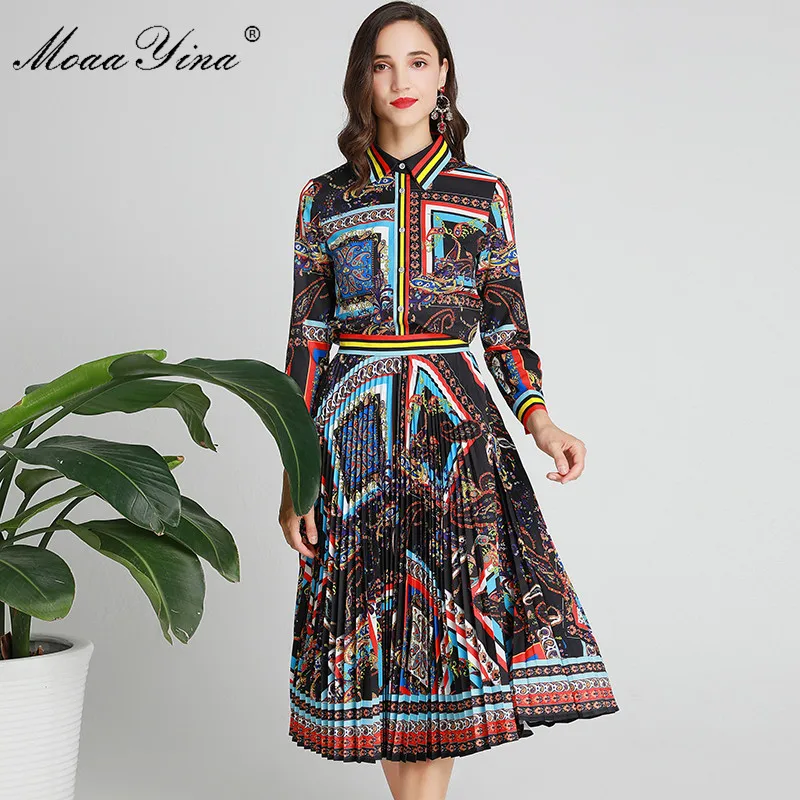 MoaaYina Fashion Designer Set Spring Autumn Women Long sleeve Vintage Print Shirt Tops+Pleated skirt Two-piece suit
MoaaYina Fashion Designer Set Spring Autumn Women Long sleeve Vintage Print Shirt Tops+Pleated skirt Two-piece suit