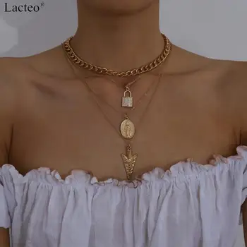 Lacteo 2 pcs/set Neo Gothic Multi Layered Rhinestone Lock Virgin Mary Pendant Necklace Street Punk Spear-shaped Choker Necklace 
Lacteo 2 pcs/set Neo Gothic Multi Layered Rhinestone Lock Virgin Mary Pendant Necklace Street Punk Spear-shaped Choker Necklace