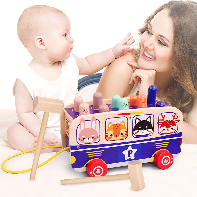 Wooden cartoon large hamster bus car double hammer toy baby puzzle early education percussion drag walker
Wooden cartoon large hamster bus car double hammer toy baby puzzle early education percussion drag walker