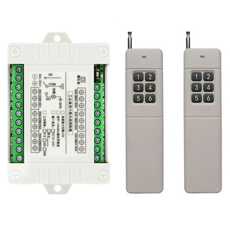 3000m DC 2V 24V 6CH 6 CH Wireless Remote Control LED Light Switch Relay Output Radio RF Transmitter And 315/433 MHz Receiver 
3000m DC 2V 24V 6CH 6 CH Wireless Remote Control LED Light Switch Relay Output Radio RF Transmitter And 315/433 MHz Receiver