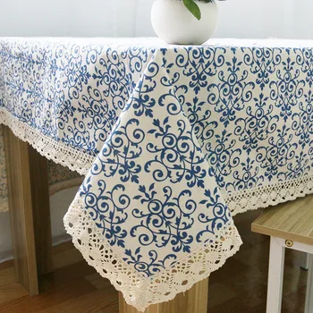 Arrivals Chinese Classical Blue and White Porcelain Lace Tablecloth Linen and Cotton Dust-proof Table Cloth 
Arrivals Chinese Classical Blue and White Porcelain Lace Tablecloth Linen and Cotton Dust-proof Table Cloth