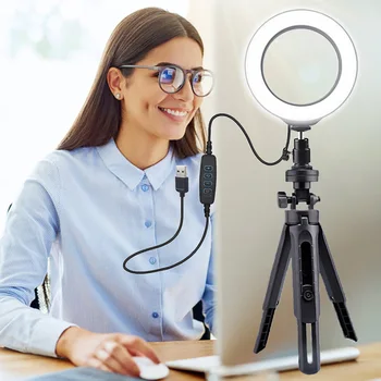 With Tripod Phone Holder Video Studio 3 Levels USB Powered LED Dimmable Live Stream 6 Inch Portable Ring Light Professional 
With Tripod Phone Holder Video Studio 3 Levels USB Powered LED Dimmable Live Stream 6 Inch Portable Ring Light Professional