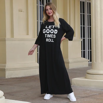 Siskakia Plus Size Letter Print Long Dress Black O Neck 3/4 Sleeve Maxi Dresses Brief Loose Large Size Middle East Clothing 2020
Siskakia Plus Size Letter Print Long Dress Black O Neck 3/4 Sleeve Maxi Dresses Brief Loose Large Size Middle East Clothing 2020
