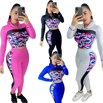 Echoine Women Two Piece Set Camouflage Printed Hooded Sweatshirt High Waist Matching Set Skinny Sweatpants Jogger Suit Tracksuit 
Echoine Women Two Piece Set Camouflage Printed Hooded Sweatshirt High Waist Matching Set Skinny Sweatpants Jogger Suit Tracksuit
