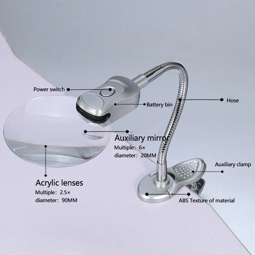 Metal Hose Illuminating Embroidery Magnifying Glass LED Lamp Clip On With Clamp Tools Desktop Reading Flexible Repair Magnifier
Metal Hose Illuminating Embroidery Magnifying Glass LED Lamp Clip On With Clamp Tools Desktop Reading Flexible Repair Magnifier