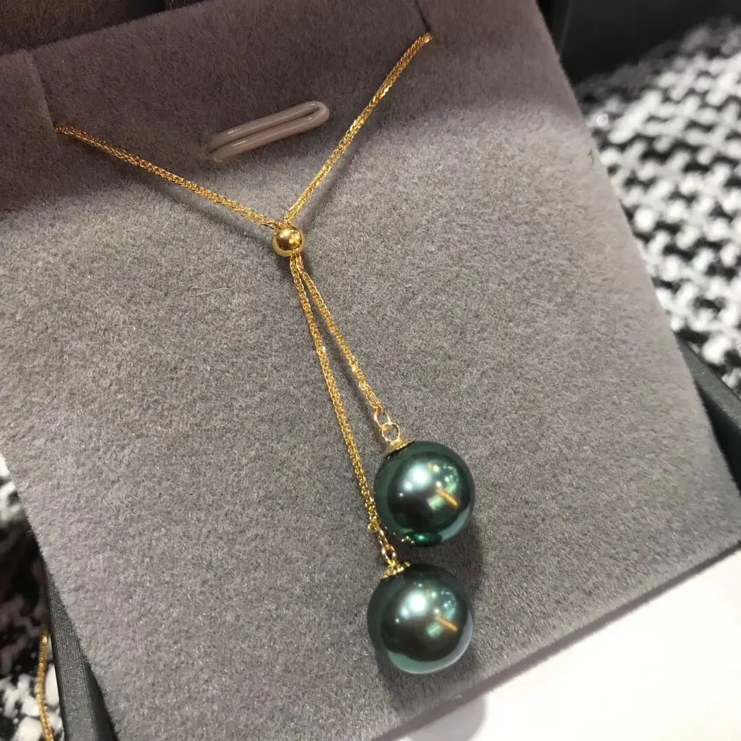 D123 Fine Jewelry 18K Gold Natural Fresh Water Green Pearl 9-8mm Pendants Necklaces for Women FIne Pearls Pendants D123 Fine Jewelry 18K Gold Natural Fresh Water Green Pearl 9-8mm Pendants Necklaces for Women FIne Pearls Pendants