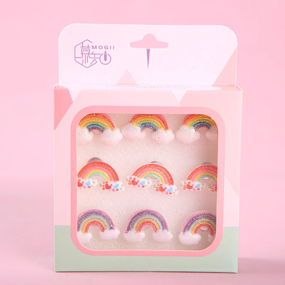 9 Pcs/Box Creative Rainbow Tack Drawing Pins Wall Tacks Decorative for Cork Board Home and Office
9 Pcs/Box Creative Rainbow Tack Drawing Pins Wall Tacks Decorative for Cork Board Home and Office