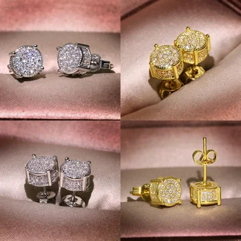 2019 New Luxury Bling Zircon Stone Earrings 925 Sterling Silver &Gold Round Stud Earrings for Man Women Hip Hop Fashion Jewelry
2019 New Luxury Bling Zircon Stone Earrings 925 Sterling Silver &Gold Round Stud Earrings for Man Women Hip Hop Fashion Jewelry