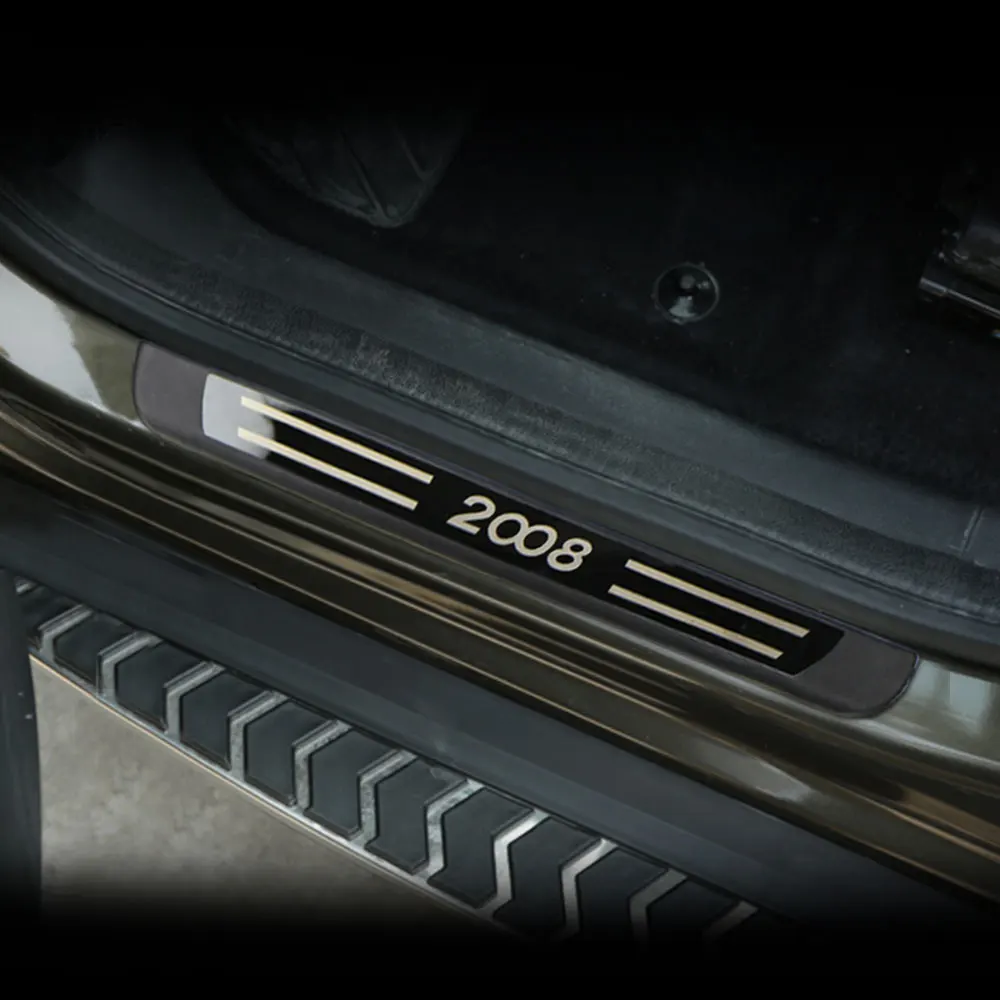 Auto Trim Parts YSCC 4Pcs Car Carbon Fiber Door Sill Kick Plates for Peugeot 208 Protector Plate Pedal Outer Plates Threshold Guard Slip Anti Scratch Scuff 