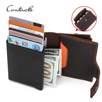 CONTACT'S RFID Blocking Crazy Horse Leather Coin Purse Pocket Credit Card Holder Aluminium Box for Men ID Card Case Men Wallet
CONTACT'S RFID Blocking Crazy Horse Leather Coin Purse Pocket Credit Card Holder Aluminium Box for Men ID Card Case Men Wallet