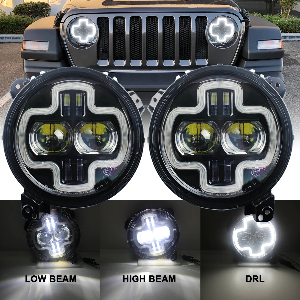 For Jeep Wrangler JL 2018 2019 Round LED 9inch Headlight with white halo hi-low beam and JL Sport connector plug in play
For Jeep Wrangler JL 2018 2019 Round LED 9inch Headlight with white halo hi-low beam and JL Sport connector plug in play
