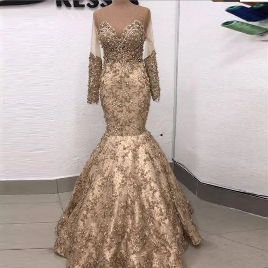 Saudi Arabia Robe De Soiree Sheer Neck Illusion Long Sleeves Prom Dresses Lace Appliques Beaded Mermaid Evening Gowns To Party
Saudi Arabia Robe De Soiree Sheer Neck Illusion Long Sleeves Prom Dresses Lace Appliques Beaded Mermaid Evening Gowns To Party